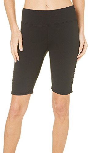 Gaiam Womens Om Yoga Short Slimming Workout Fitness Tights for Pilates, Running, Stretching – Black Tap, Medium