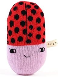 Baby Rattle - Ladybug, soft knitted newborn toy
