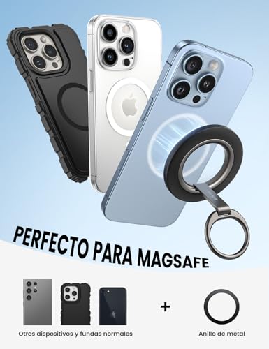 Lamicall Anillo MagSafe para Celular – Más Ángulos Soporte Magnético para Celular, Doble Bisagra Rotación Super Magnética Holder, Accesorios MagSafe Stand para iPhone 17, 16 Pro MAX y Android