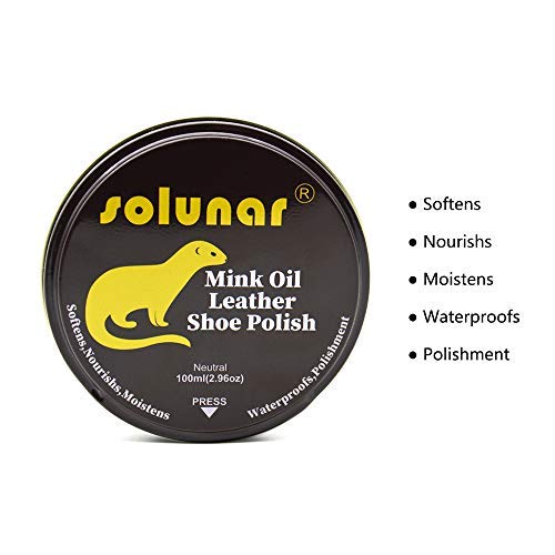 Solunar Mink oil leather conditioner,restorer,Softener,All natural|Unisex|Non toxic|Waterproof|Mildew-proof|Conditioning,100ml for leather Shoes,Boots,Couch,Jacket,Baseball Glove