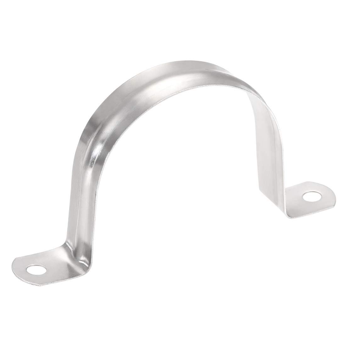 sourcing map 60mm(2.4") Rigid Pipe Strap, 2 Holes Tube Strap 201 Stainless Steel Tension Tube Clip Clamp 25pcs