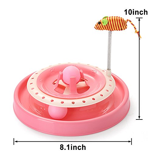 image for AUOON Cat Turntable Scratch Toys with Spring Mouse, Plastic Turbo Trac