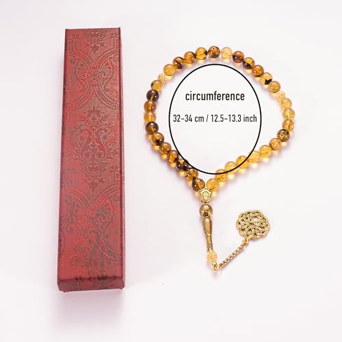 1 pc Amber Tasbih with Certificate, 33 Beads Misbaha for Daily Dhikr and Meditation, Elegant Gift for Men, Husband, Father or Brother, Ramadan, Eid or Birthday Gift with Premium Gift Box