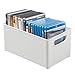 mDesign Plastic Stackable Household Storage Organizer Container Bin Box with Handles - for Media Consoles, Closets, Cabinets - Holds DVD's, Video Games, Gaming Accessories, Head Sets - Light Gray