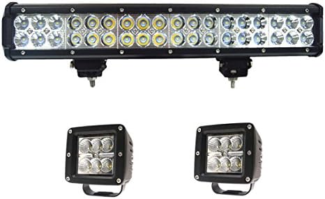 Enk 17 Inch 108W CREE LED Work Light Bar Spot Flood Combo Beam Off-road Pickup SUV VW UTV Jeep ATV Boat Lamp 4x4 Fog Driving Light with 2 Pcs 3 Inch Pods