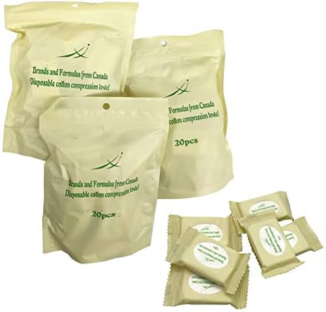 HZBCLY Sterile Compressed Towel, 100% Cotton Washcloth, 60 Pieces, 9.5"×11" White, Individual Package.