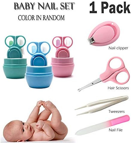 Sealive Safety Baby Manicure Set, Newborn Infant Toddler Grooming Kit with Scissors, Kids Nail Clippers Set Include Scissors, Nail Clipper, Tweezers, Nail File with a Portable Case (Random Color)