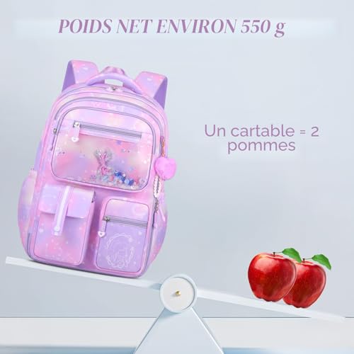 Amythe Set of 3 Teen Girls School Bag | School Bag Lunch Bag Pencil Case School Travel 15.6 Inches Portable Purple