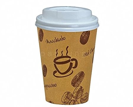 50 Stk. Kaffeebecher Premium Coffee to go mit Deckel, Pappe beschichtet 300 ml