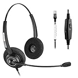 Arama Telephone Headset RJ9 with Noise Canceling Mic Office Phone Headset for Polycom VVX310 VVX311 VVX410 VVX411 Avaya 1408 1416 5410 Mitel 5220e 5330e 5330 ShoreTel NEC Landline Deskphones (A200D)