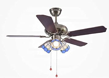 Yool Tiffany Style Fan Chandelier Mediterranean Retro Glass