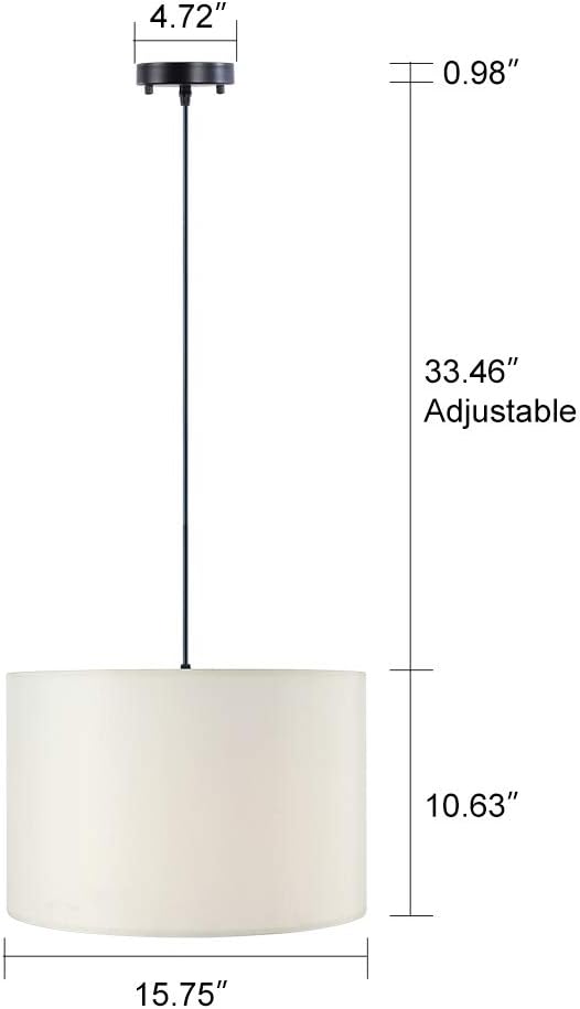 Wellmet 15.8 Inch Drum Pendant Light, 2 Lights Modern Pendant Chandelier, Hanging Ceiling Light Fixture Perfect for Dining Room and Kitchen, Berkshire White - - 