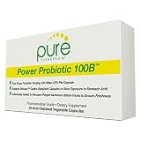 Power Probiotic 100B - 30 "Acid-Resistant" Vegetable Capsules | NO Refrigeration Required! | Dairy- and Gluten-Free | Vegetarian | Non-GMO | Four-Strain Probiotic Totaling 100 billion CFU Per Capsule | Individually Sealed in Nitrogen-Purged Aluminum 