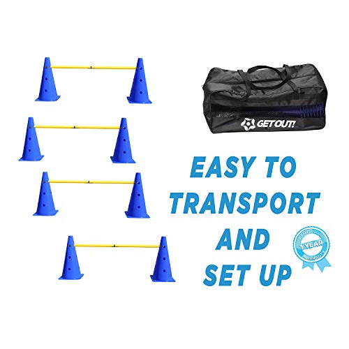 Get Out! Hurdle Cone Set Training Cones and Agility Poles, Adjustable