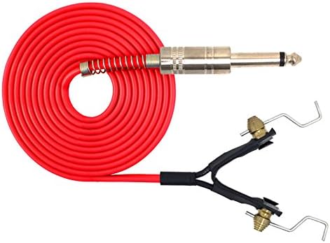 Heavy Duty Tattoo Power Supply Silicone Clip Cord 1/4" Phono Plugs RED 8 ft Long