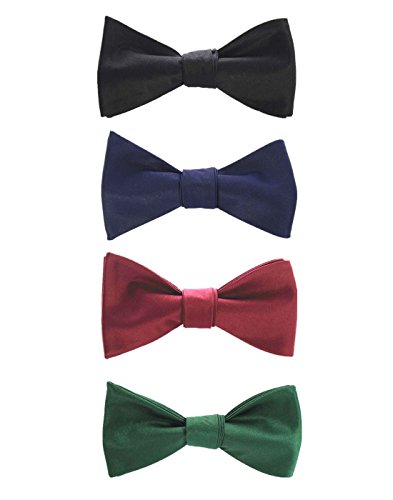 JEMYGINS Formal Solid Mens Bowtie Self Bow Tie Pack of 4-Various Colors (11)