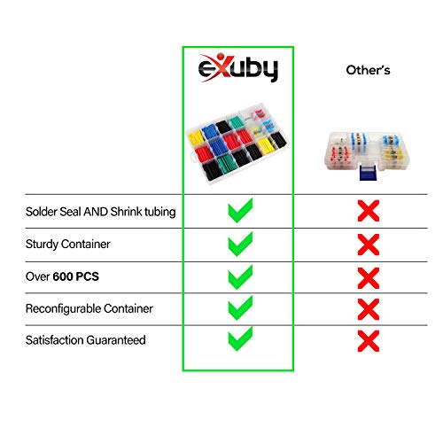Exuby 100 Solder Seal Wire Connectors and 530 Heat Shrink Tubing Bundle Pack - Professional Grade with Easy Color Coordination & Organization Box - Quick & Easy Waterproof Soldering with NO Crimping - Thumbnail 5