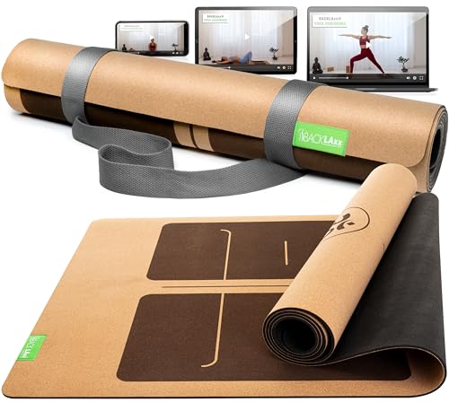 BACKLAXX® Yogamatte Kork mit Naturkautschuk, rutschfeste Korkmatte 4 mm