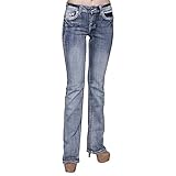Sexy Couture Women's S139-PB Dark Wash Rhinestone Stitched Boot Cut Jeans