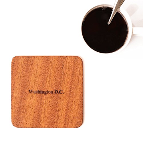 Washington D.C. Map Coaster by O3 Design Studio, Set of 4, Sapele