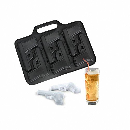 2-Pack Handgun and Bullet Ice Cube Trays Set - MoldFun Cool TPR Pistol and AK47 Bullet Maker Molds for Whiskey Cocktails Ice Cubes, Chocolates, Jello Shots
