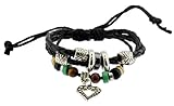Love Heart Design Zen Bracelet, Leather Bracelet, Adjustable #295