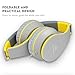Headphones, Sound Intone I65 Headphones with Microphone and Volume Control for Travel, Work, Sport , Foldable Headset for Iphone and Android Devices, Valentines Day Gifts (Gray/yellow)