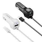 2 Pack USB Type C Car Charger, BigMuu Built-in Type C Connector Car Charger for Galaxy S8, S8 Plus, Google Pixel XL And More