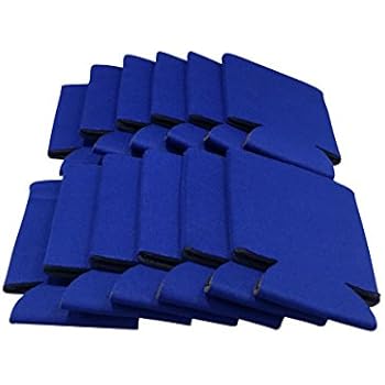 CSBD Beer Can Coolers Sleeves, Soft Insulated Reusable Drink Caddies for Water Bottles or Soda, Collapsible Blank DIY Customizable for Parties, Events or Weddings, Bulk (12, Blue)