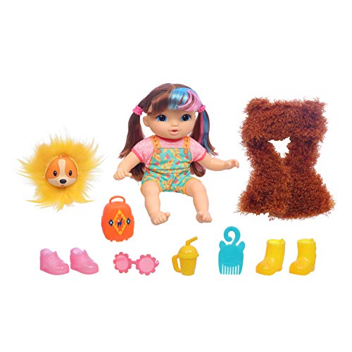 baby alive littles, fantasy styles squad doll, little harlyn, accesorios de safari, juguete de pelo castaño liso para niños de 3 años en adelante 