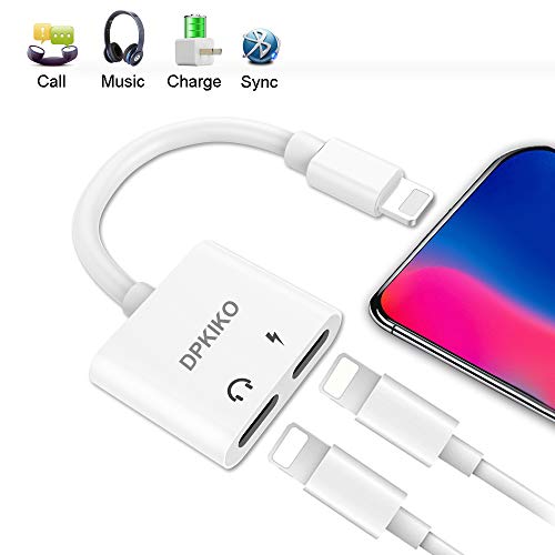 DPKIKO Headphone Audio Adapter & Splitter Compatible with iPhone 7, 7Plus, 8, 8Plus, X, XS Max/XR,8 Pin Earphone Jack AUX Audio & Charge & Call Adapter Connector Charger Cable