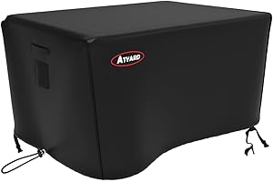 ATYARD Gas Fire Pit Cover Rectangular 46x33x23 inch - Waterproof Windproof Anti-UV Heavy Duty Patio Firepit Furniture Covers Black