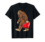 Bigfoot Heart Funny Valentines Day Men Love Sasquatch Gifts T-Shirt