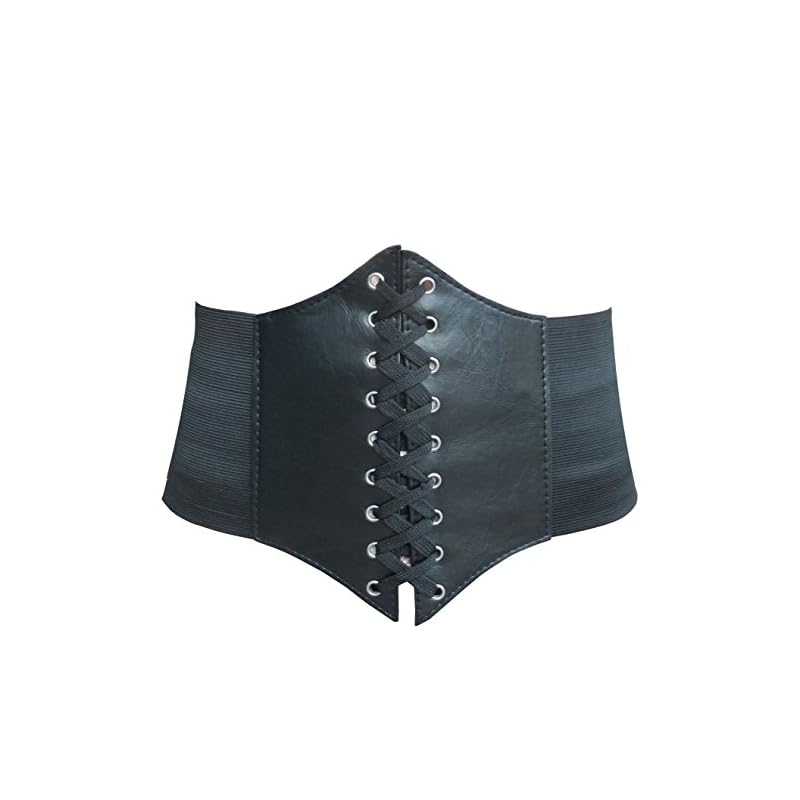 Hoerev Corsets Belt Tops Leather Vest Pirate Halloween Costume Lace Up
