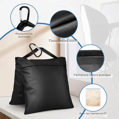Victiv Set of 6 Heavy Duty Sand Bags, 57 x 26.5 cm Weight Bags for Photographic Tripod, 800D Oxford Sand Bags for Strengthening Weighting, Sand Bag for Garden, Tent, Parasol, Swing