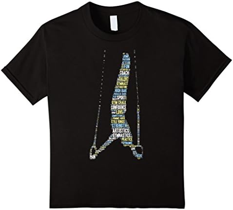 Kids Artistic Gymnastics Shirt: Word Cloud Art Still Rings Gift 8 Black