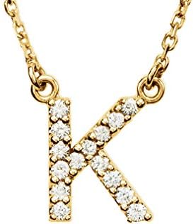 Dream Gem classy 14K Gold, 16-inch chain necklace with Initials Pendant with Diamonds