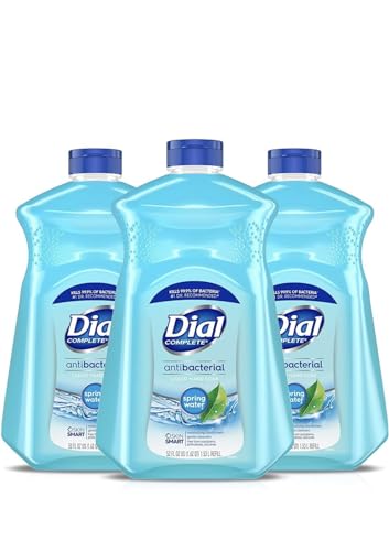 Dial Antibacterial Defense Liquid Hand Soap + Aloe, Spring Water Scent, 52 Fl Oz Hand Soap Refill (Pack of 3), Dermatologist-Tested, Gentle Formula