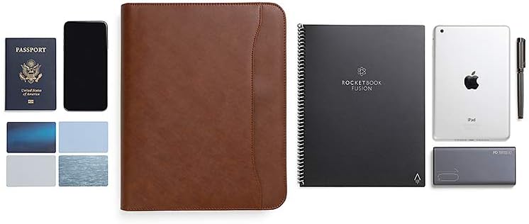 Forevermore 1.5 Inch 3 Ring Binder Portfolio with Zippered Closure and Holds 8.5" x 11" Notepad and Paper/Interview and Resume Document Organizer/Notebook (Brown) : Office Products