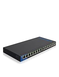 Interruptor Linksys de 8 puertos Desktop Gigabit PoE+ con alimentación a través de Ethernet (LGS108P), Negro Azul