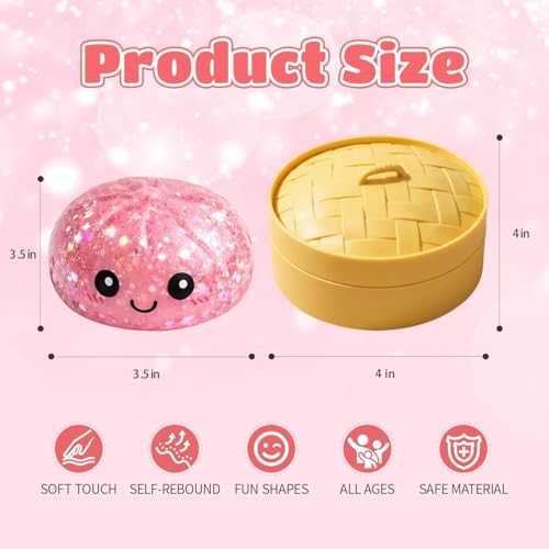 Genérico New Dumpling Squishy, Glitter Dumpling Squishy Mystery, Sparkly Dumplings Squishies Sorpresa for Adults, Mystery Dumplings Squishies for Office & Home Use (Random-2PCS)