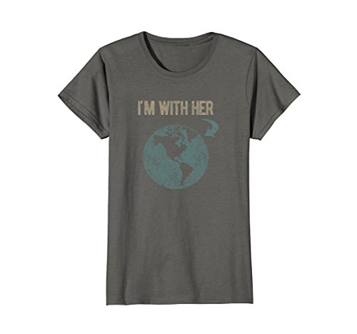 Womens i m with her earth t-shirt medium asphalt