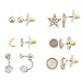 LUX ACCESSORIES Goldtone Twinkle Star Multi Earring Set (6Pc)