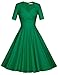 MUXXN Women's 50s Retro Solid Patchwork Pleated Swing Dress (M, Green)