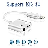 Lightning to 3.5mm Aux Headphone Jack Audio Adapter for iphone 7/8/X/7 plus/8 plus (Support iOS 10.3, iOS 11), Cone 2 in 1 Lightning Adapter and Charger (White)