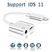 Lightning to 3.5mm Aux Headphone Jack Audio Adapter for iphone 7/8/X/7 plus/8 plus (Support iOS 10.3, iOS 11), Cone 2 in 1 Lightning Adapter and Charger (White)