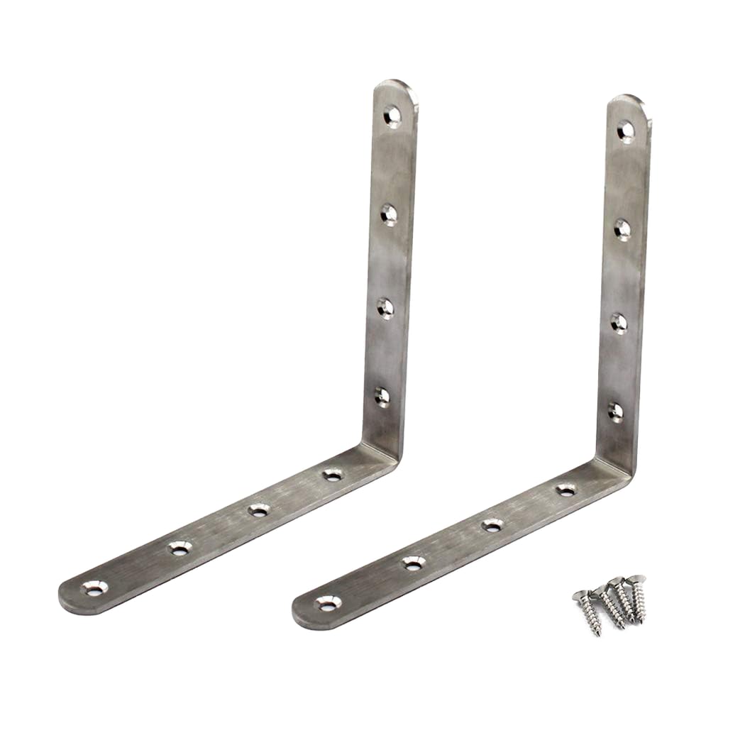 (2 Pieces) 150x150x20x3mm Angle Connector Corner Brackets (Thickness 3mm) Stainless Steel L Shape Brace Brackets with Screws — image 1