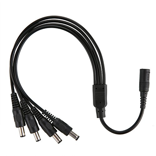 SANNCE Power Splitter Cable for Home Security Cameras Systems, 5.5x2.1mm 1 to 4 Male DC Power Pigtail Splitter Cable for Security CCTV Cameras(Black)