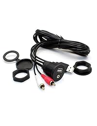 Montaje de descarga RCA USB   Rerii 1 metro 3 pies USB y 2 RCA a USB y cable de extensión AUX hembra de 3,5 mm, descarga RCA USB, tablero, cable de montaje en panel, para automóviles, barcos, motocicletas y más