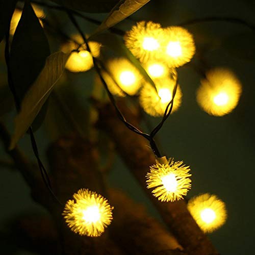 On Sale 6.35M Solar Powered Copper Wire Lights String with Puffer Ball 8 Lighting Modes, 30 LEDs Flexible Christmas Fairy Lights, LED Rope Lights Outdoor Indoor Garden Path Bush